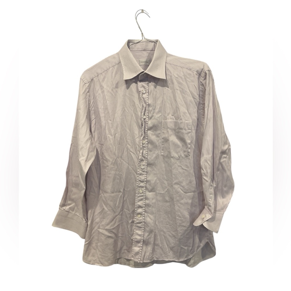 Ermenegildo Zegna Dress Shirt Men’s Size 43/ 17  Purple White Button Down Cotton